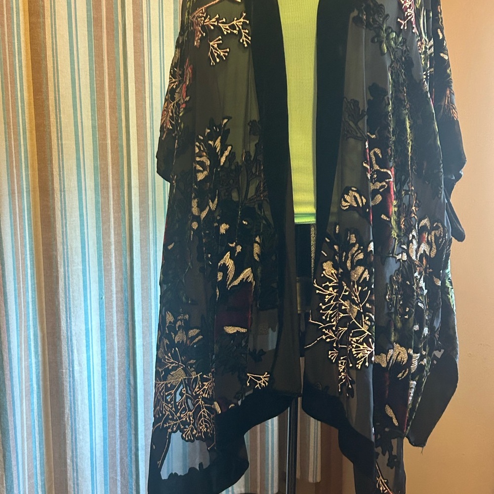 Floral Embroidered Sheer Kimono